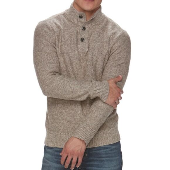 Vintage Brown Sweater Men's XL Quarter pullover y2k tailgate‎ outdoor grunge - Picture 4 of 8